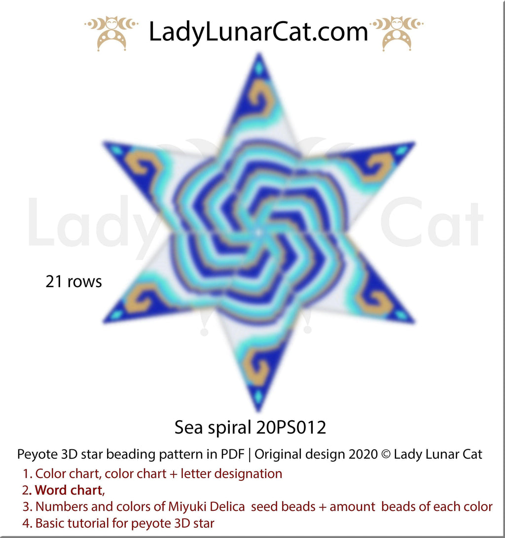 3d peyote star patterns for beading Sea spiral 20PS012 LadyLunarCat