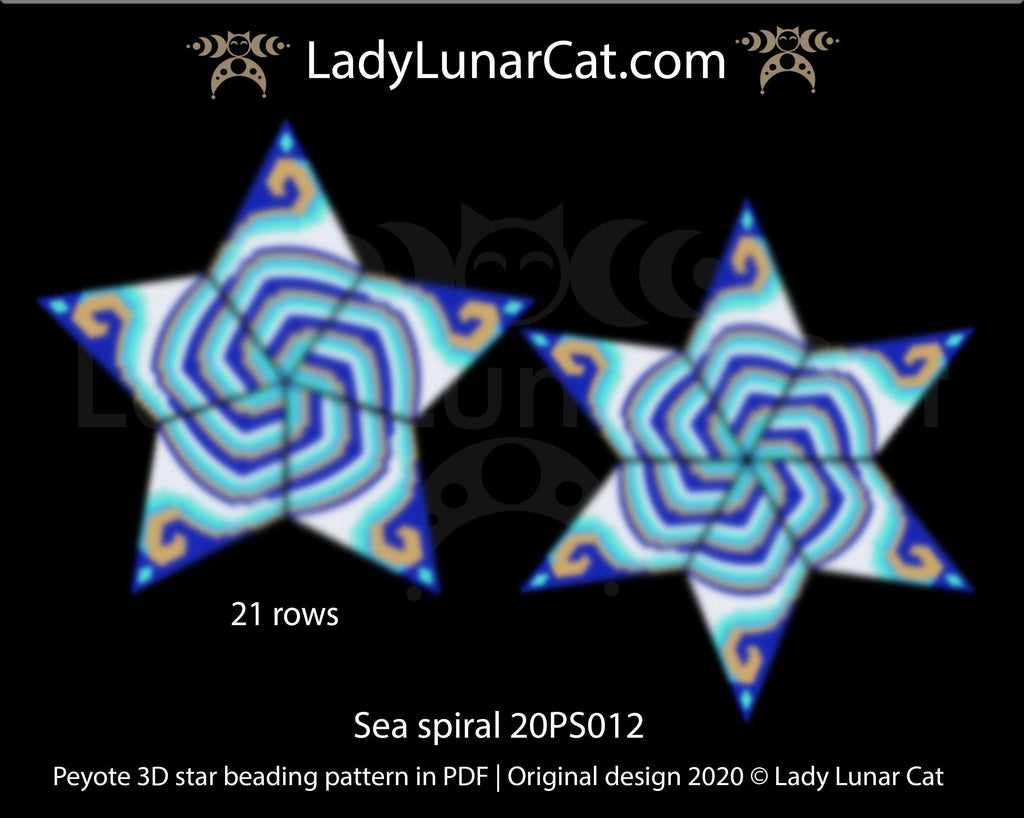 3d peyote star patterns for beading Sea spiral 20PS012 LadyLunarCat