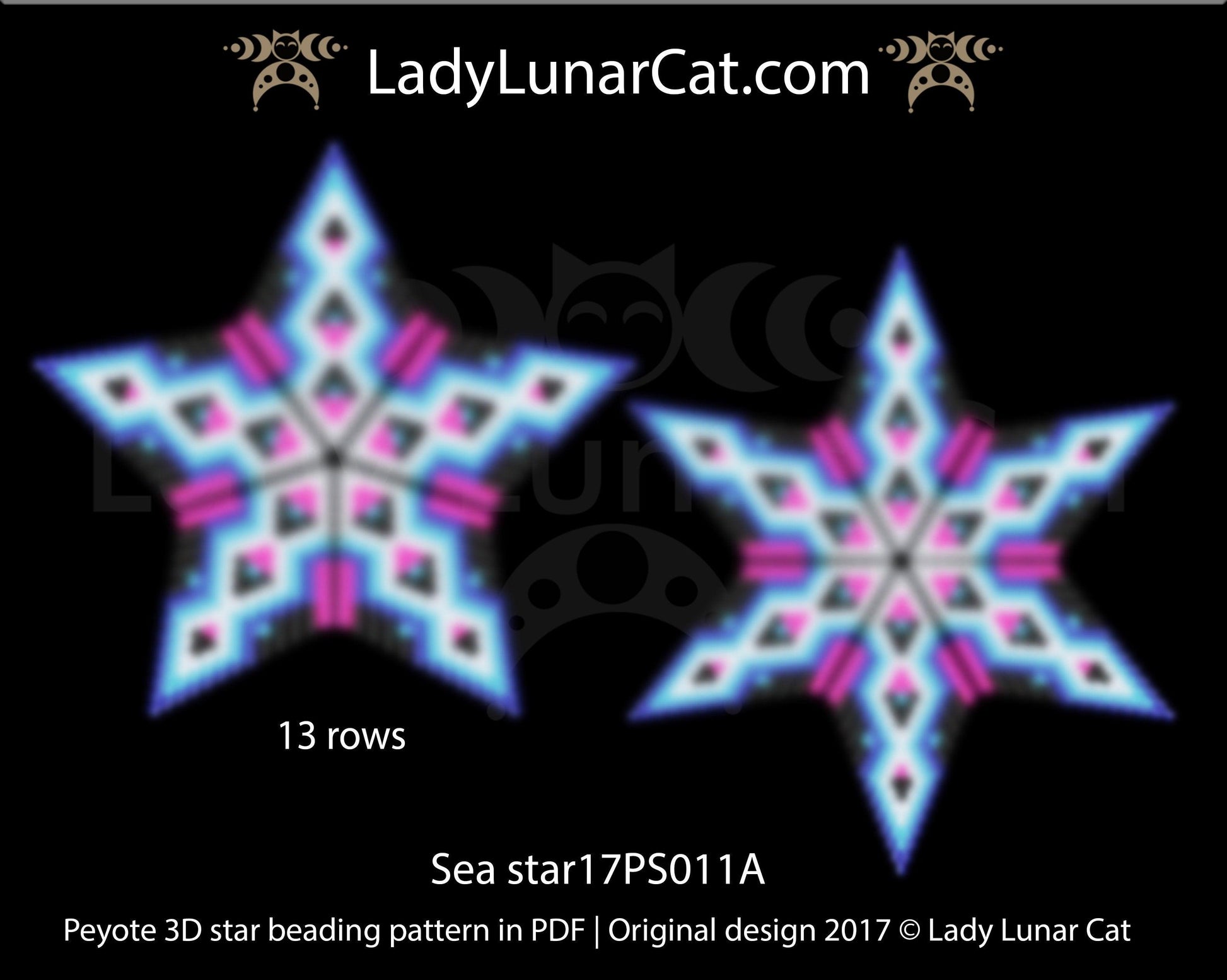 3d peyote star patterns for beading Sea star 17PS011A LadyLunarCat