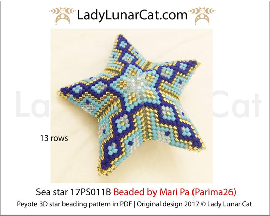 3d peyote star patterns for beading Sea star 17PS011B LadyLunarCat