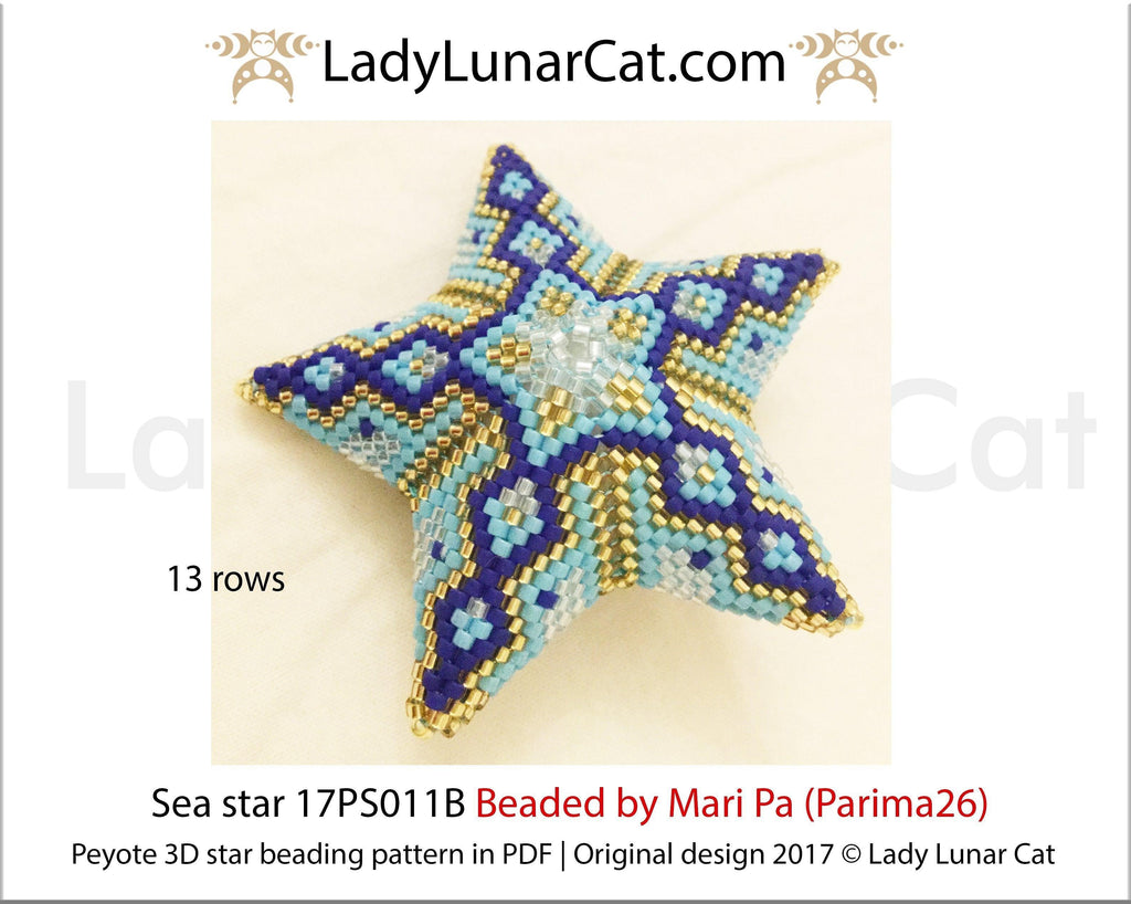 3d peyote star patterns for beading Sea star 17PS011B LadyLunarCat