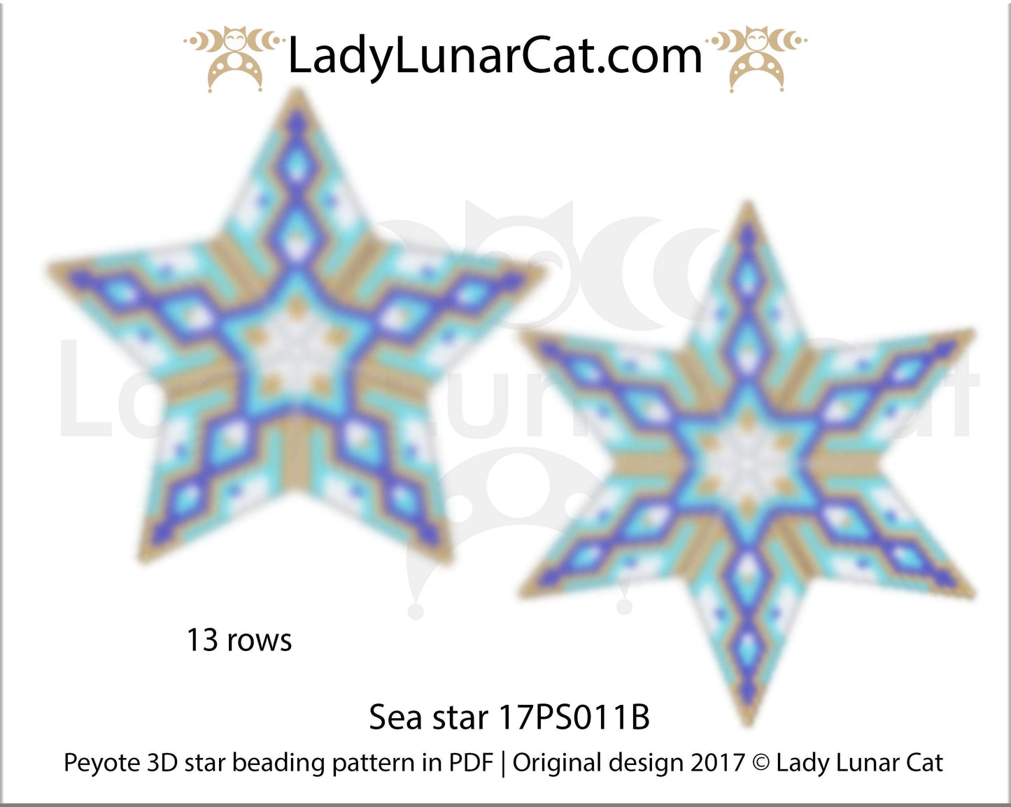 3d peyote star patterns for beading Sea star 17PS011B LadyLunarCat