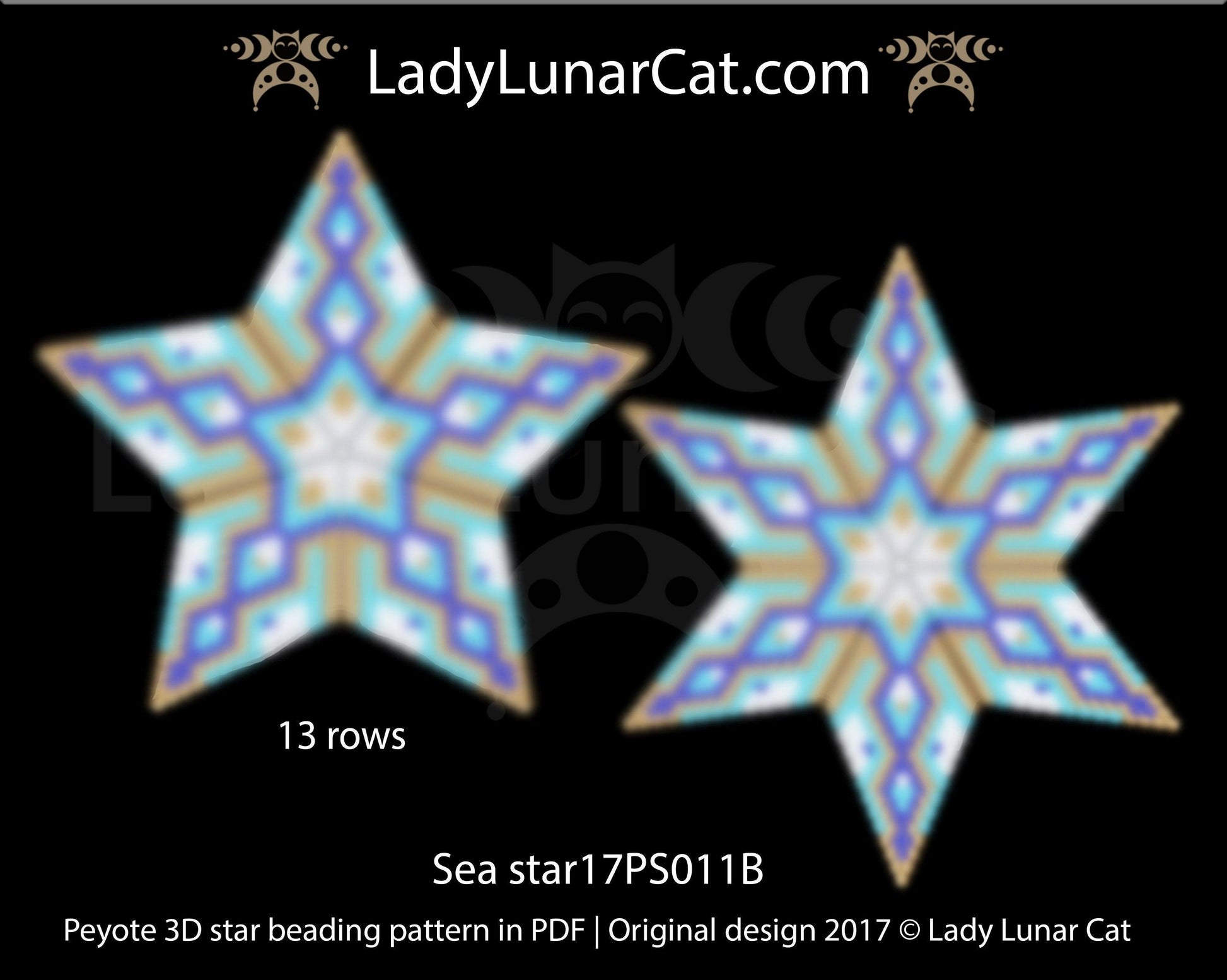 3d peyote star patterns for beading Sea star 17PS011B LadyLunarCat