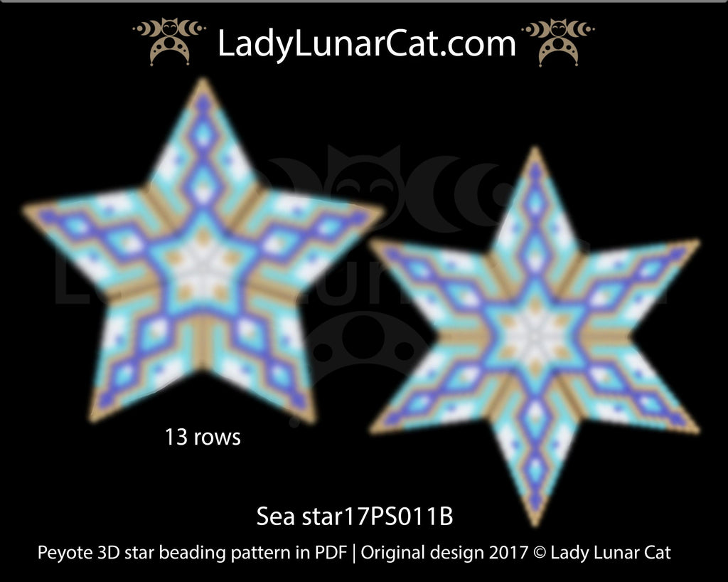 3d peyote star patterns for beading Sea star 17PS011B LadyLunarCat