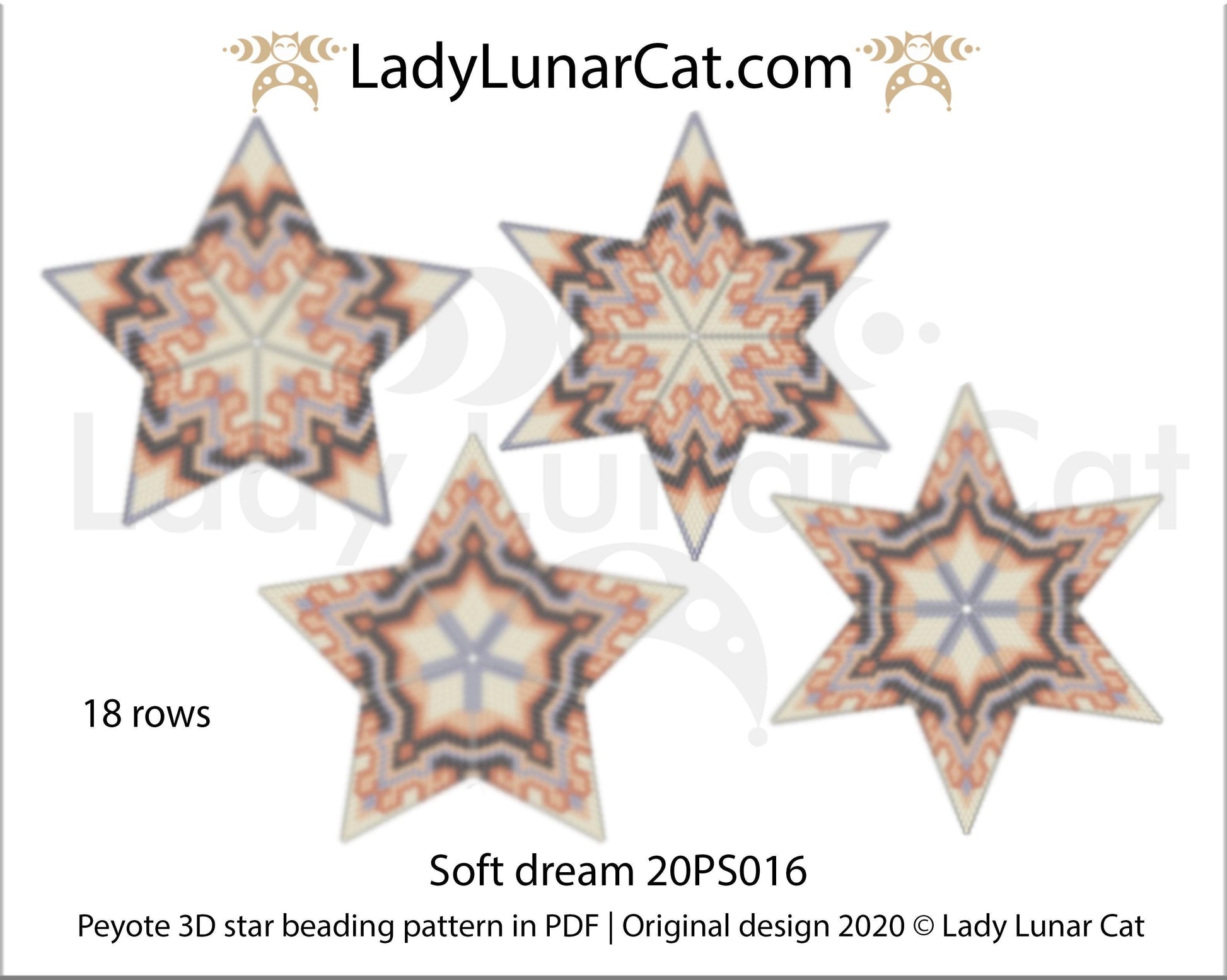 3d peyote star patterns for beading Soft dream star 20PS016 LadyLunarCat