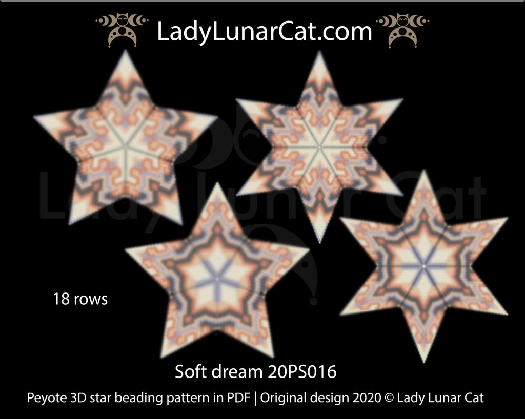 3d peyote star patterns for beading Soft dream star 20PS016 LadyLunarCat