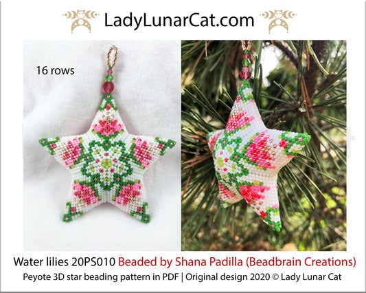 3d peyote star patterns for beading Water lilies 20PS010 LadyLunarCat