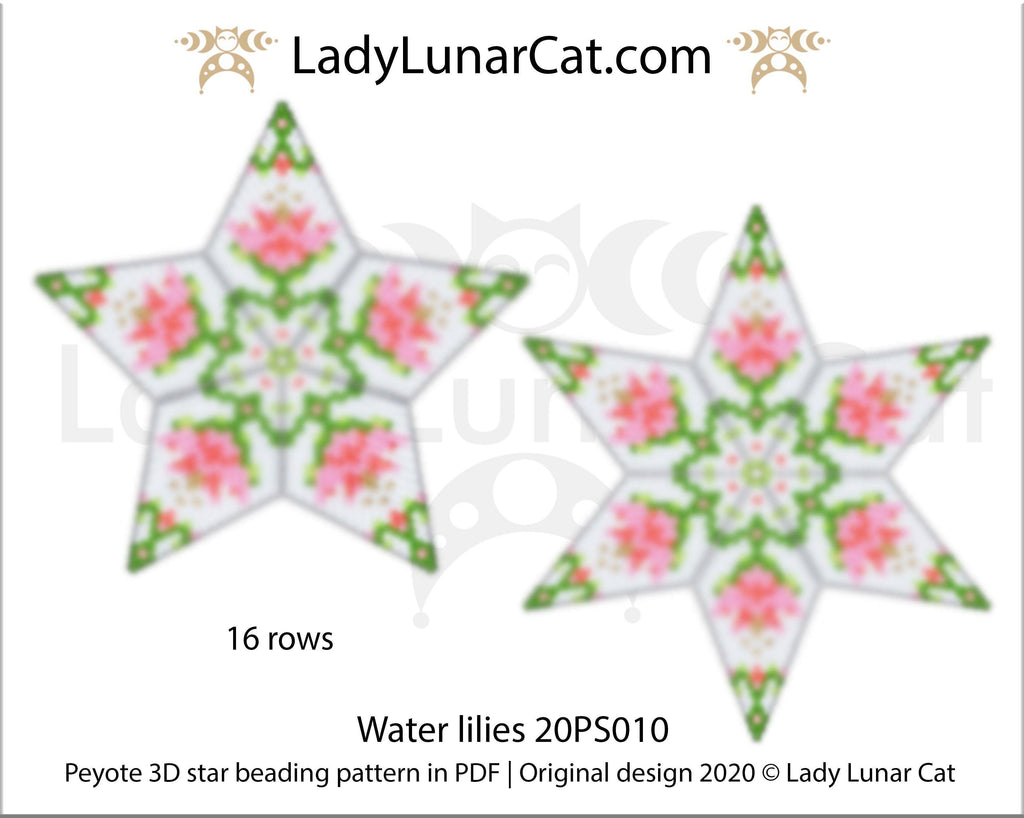 3d peyote star patterns for beading Water lilies 20PS010 LadyLunarCat