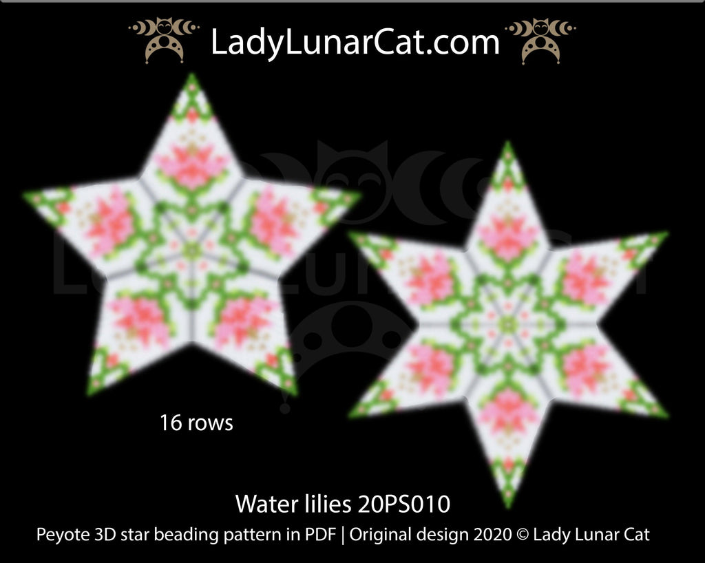 3d peyote star patterns for beading Water lilies 20PS010 LadyLunarCat