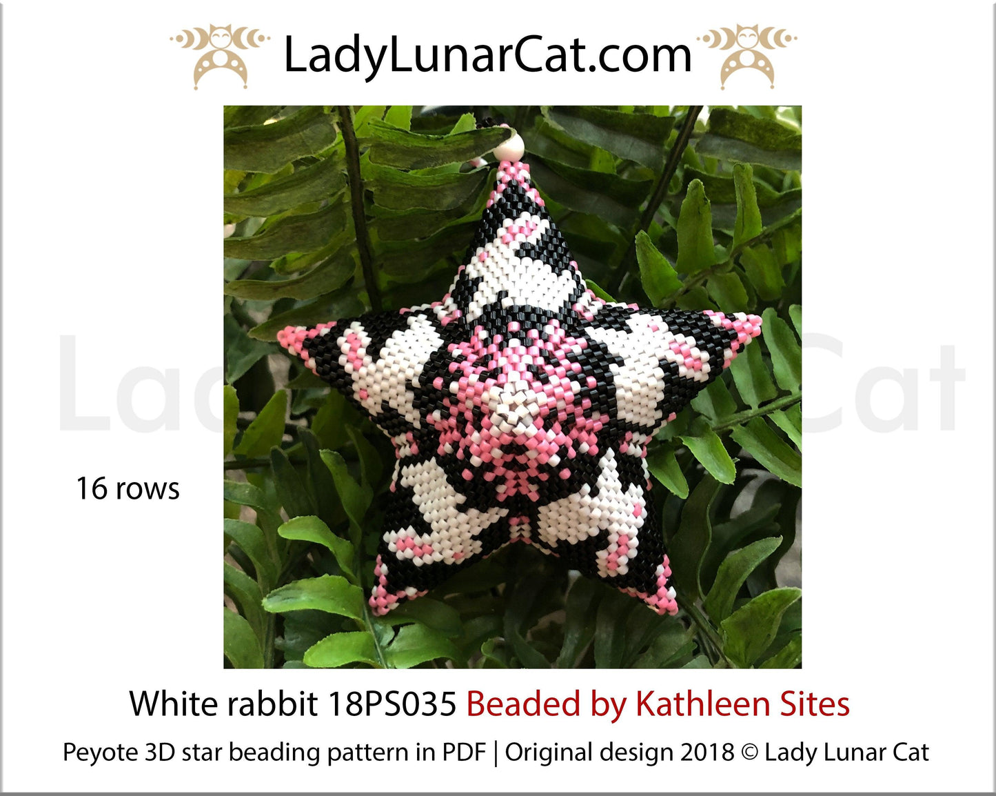 3d peyote star patterns for beading White rabbit 18PS035 LadyLunarCat