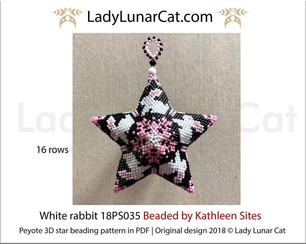 3d peyote star patterns for beading White rabbit 18PS035 LadyLunarCat