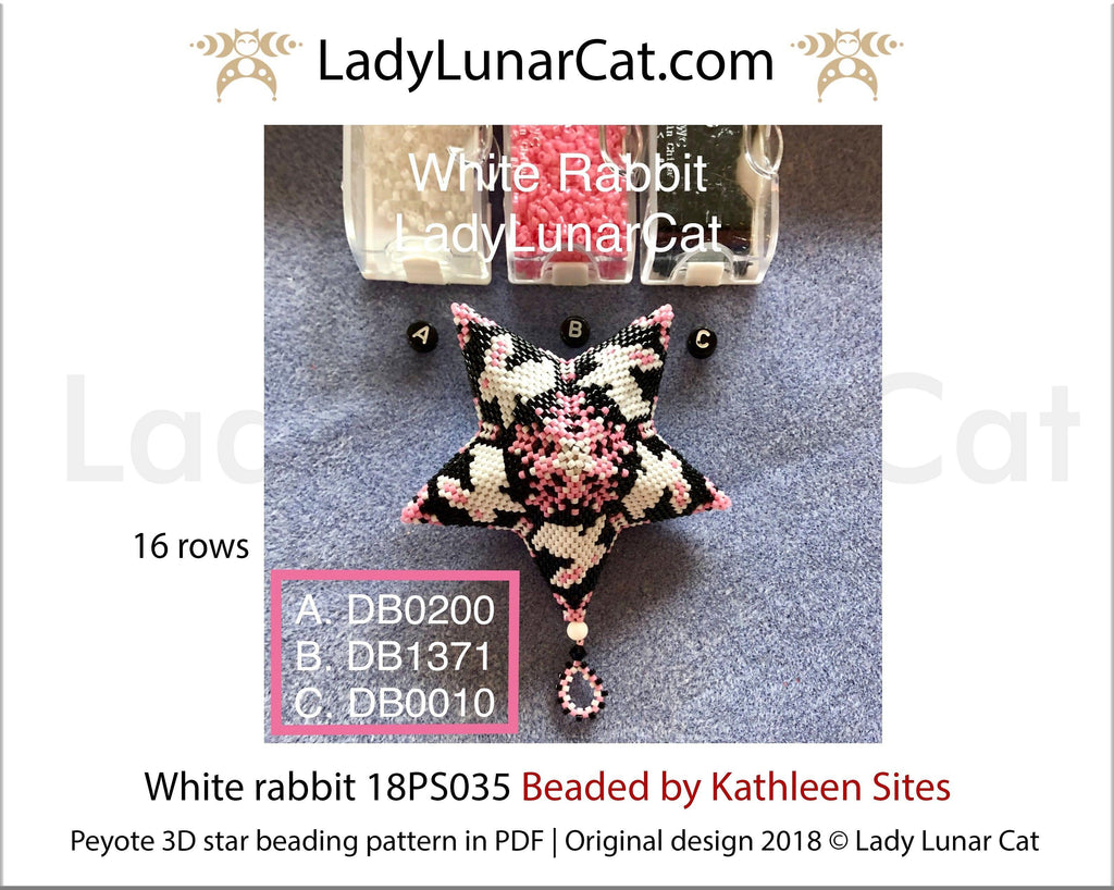 3d peyote star patterns for beading White rabbit 18PS035 LadyLunarCat