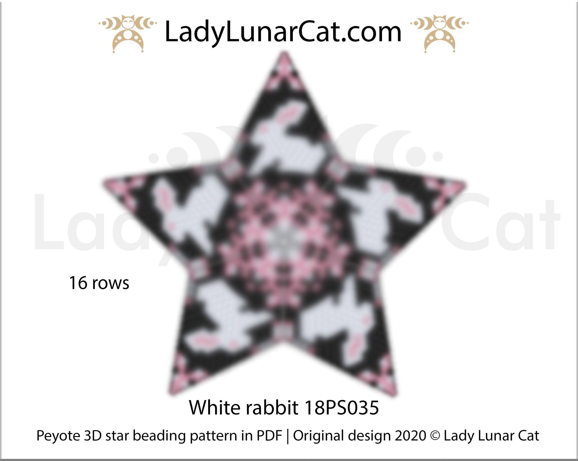 3d peyote star patterns for beading White rabbit 18PS035 LadyLunarCat