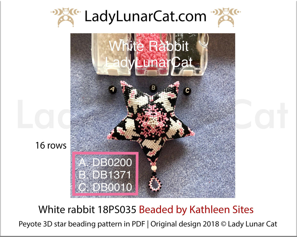3d peyote star patterns for beading White rabbit 18PS035 LadyLunarCat