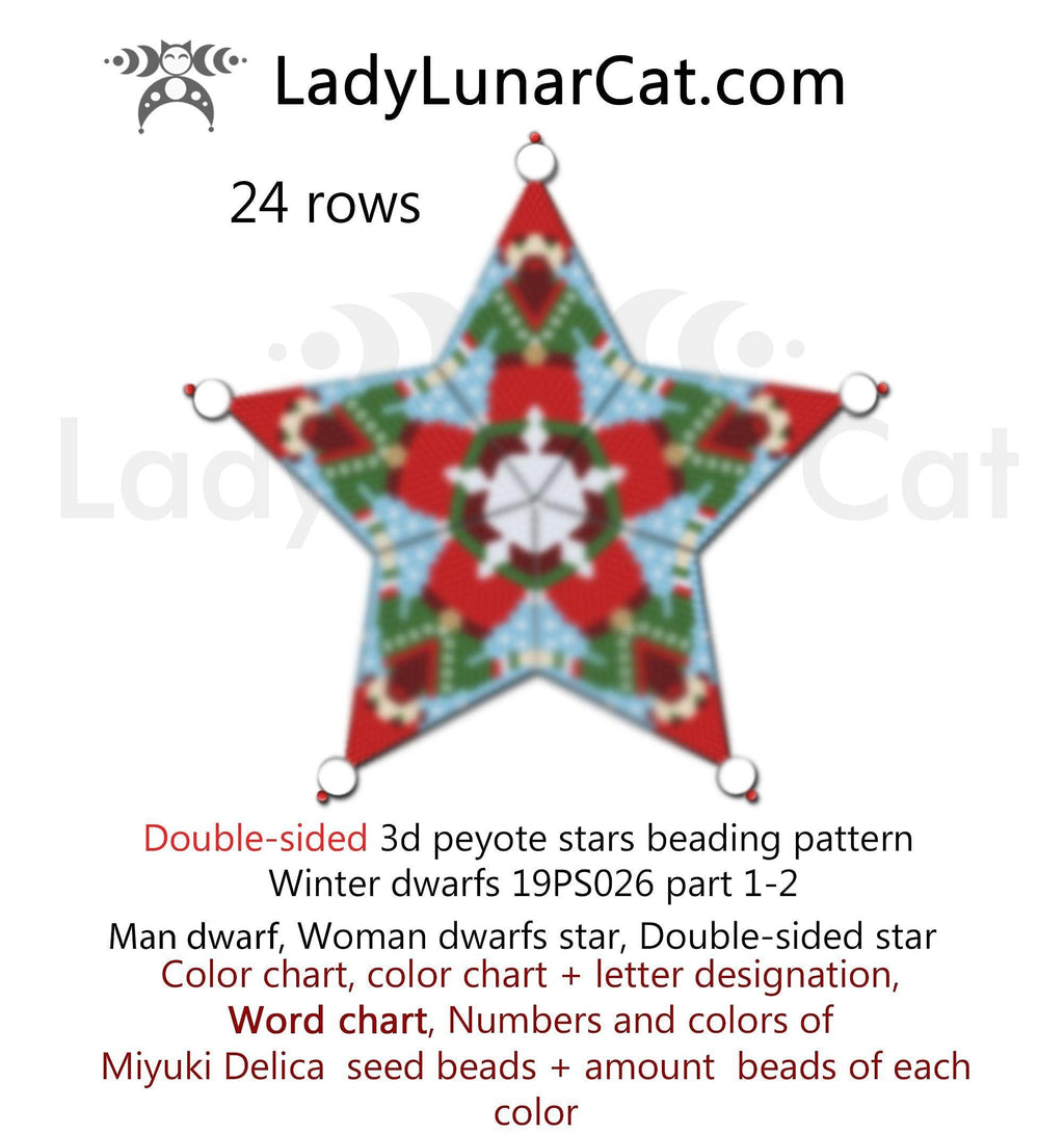 3d peyote star patterns for beading Winter Dwarfs 19PS026 LadyLunarCat