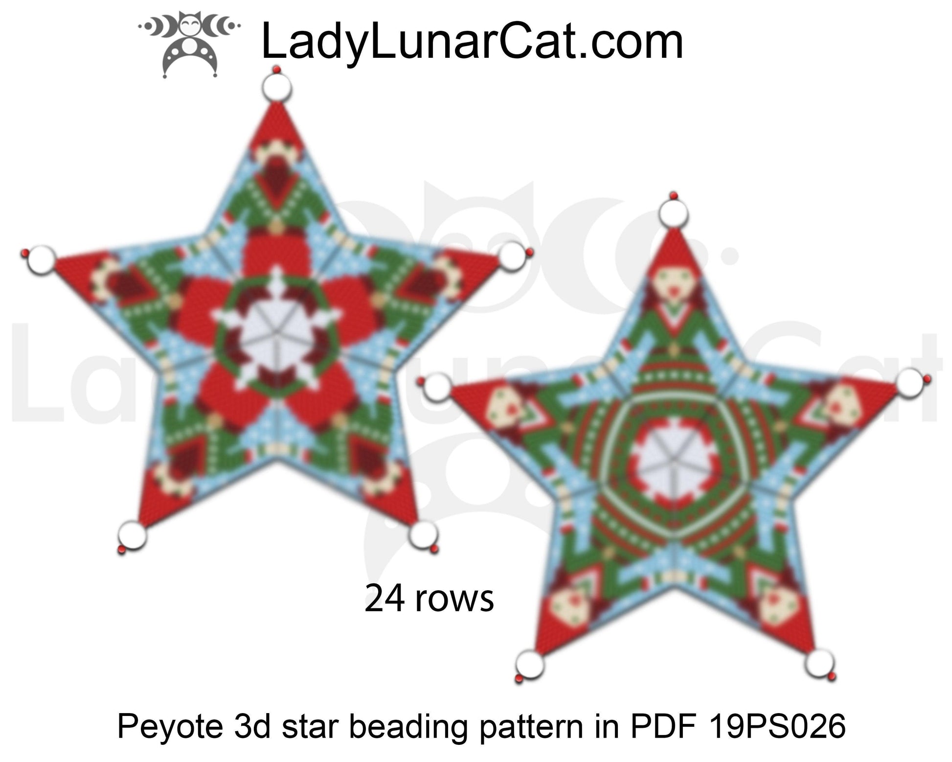 3d peyote star patterns for beading Winter Dwarfs 19PS026 LadyLunarCat