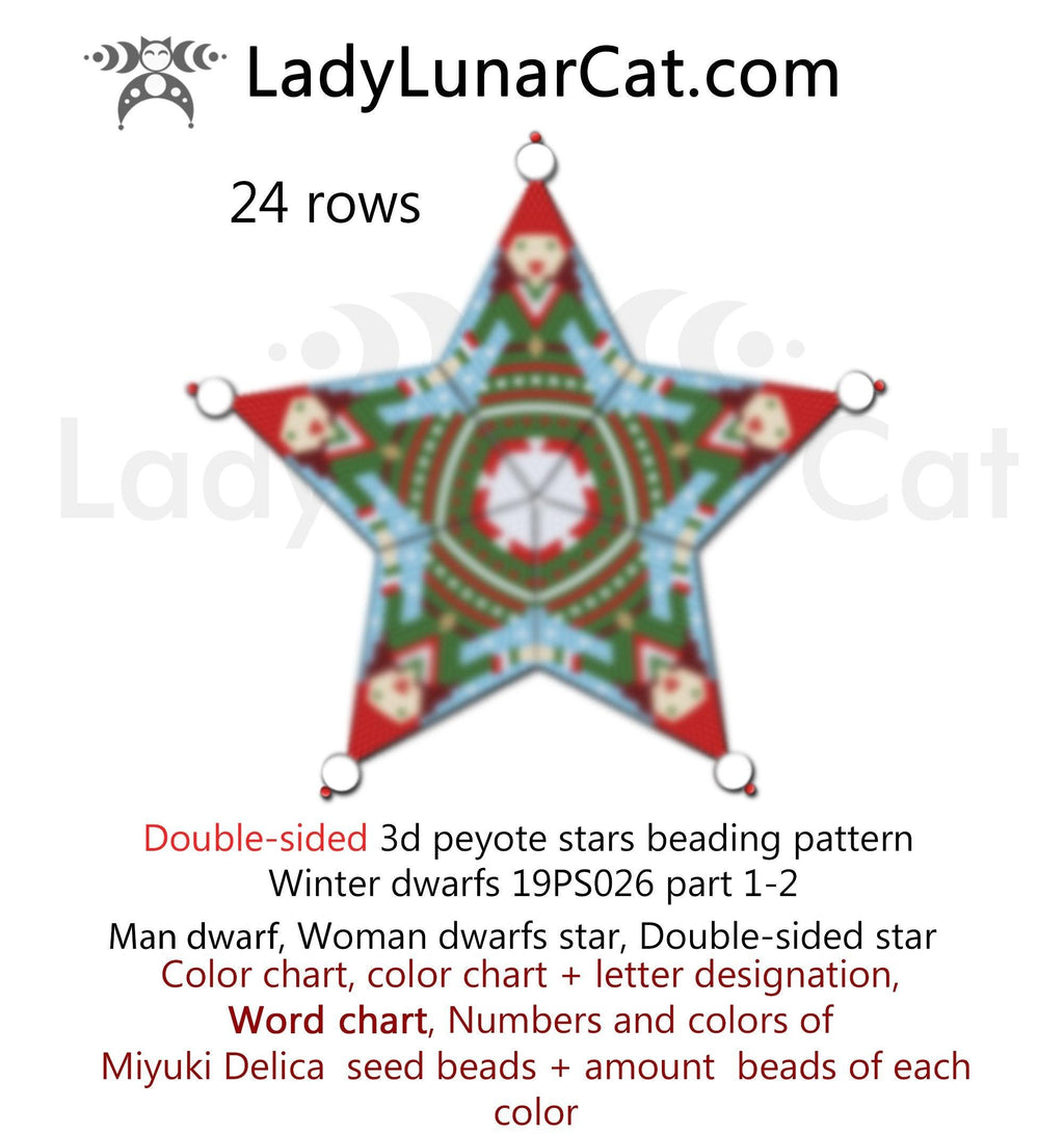 3d peyote star patterns for beading Winter Dwarfs 19PS026 LadyLunarCat