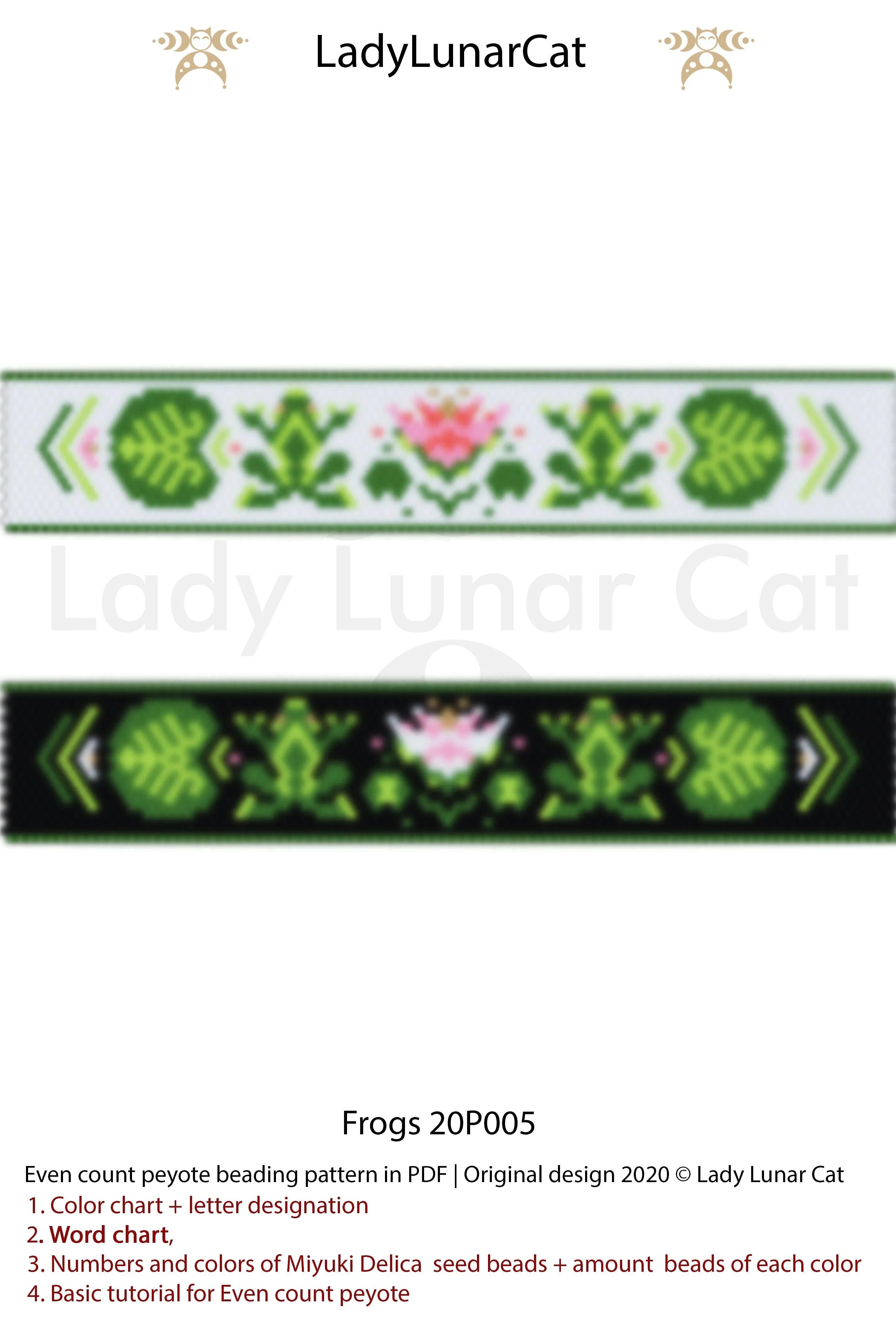 Frogs bracelet detail - funny frog motif close up 15 pages PDF LadyLunarCat