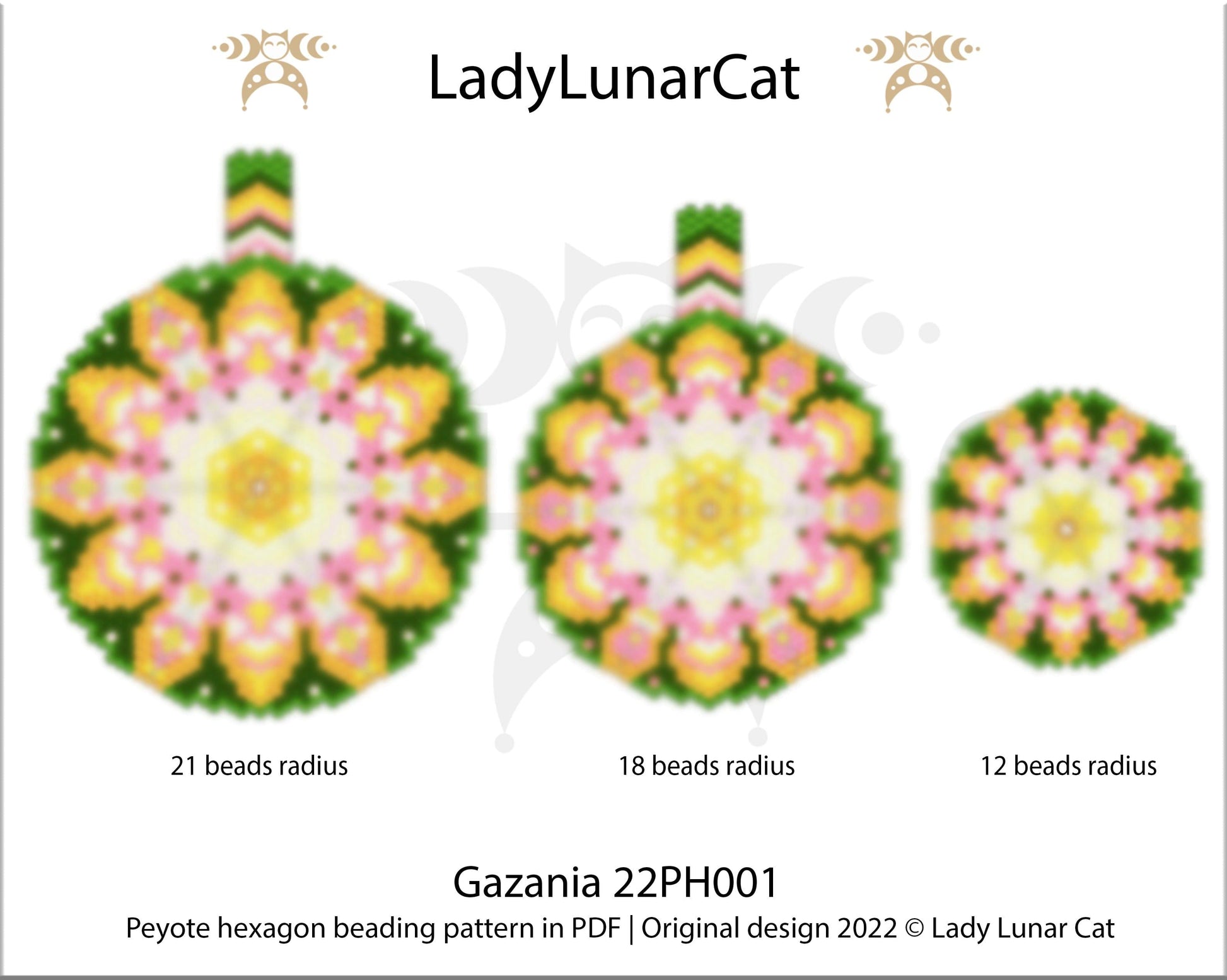 Peyote hexagon pattern for beading Gazania 22PH001 LadyLunarCat