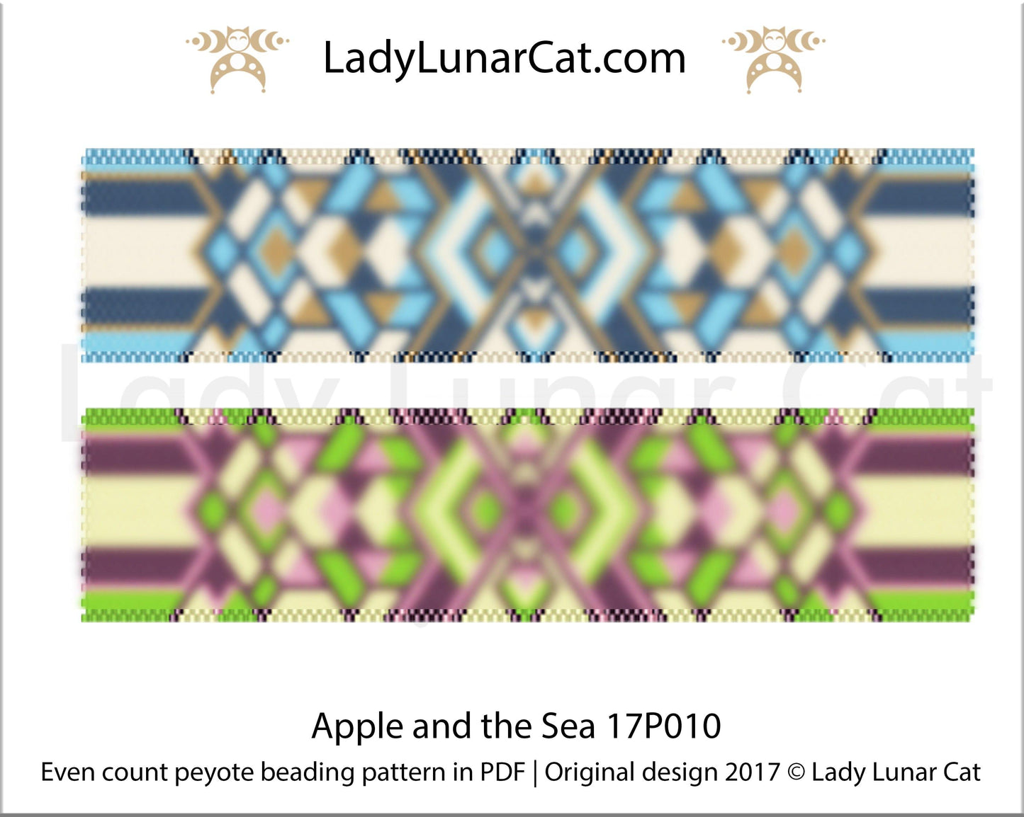 Even count peyote bracelet pattern Apple and the Sea 17P010 LadyLunarCat