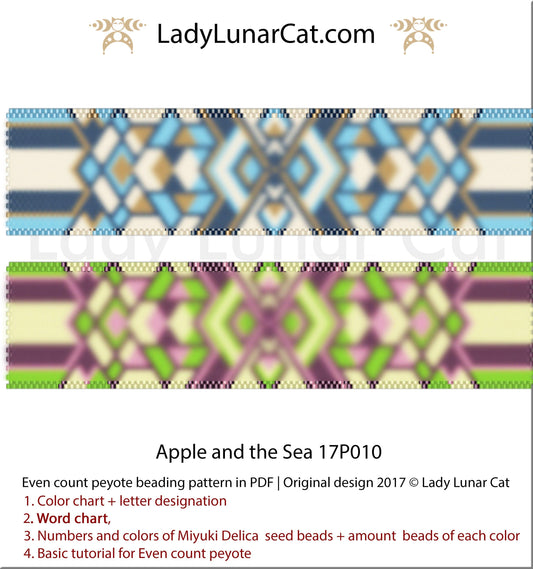 Even count peyote bracelet pattern Apple and the Sea 17P010 LadyLunarCat