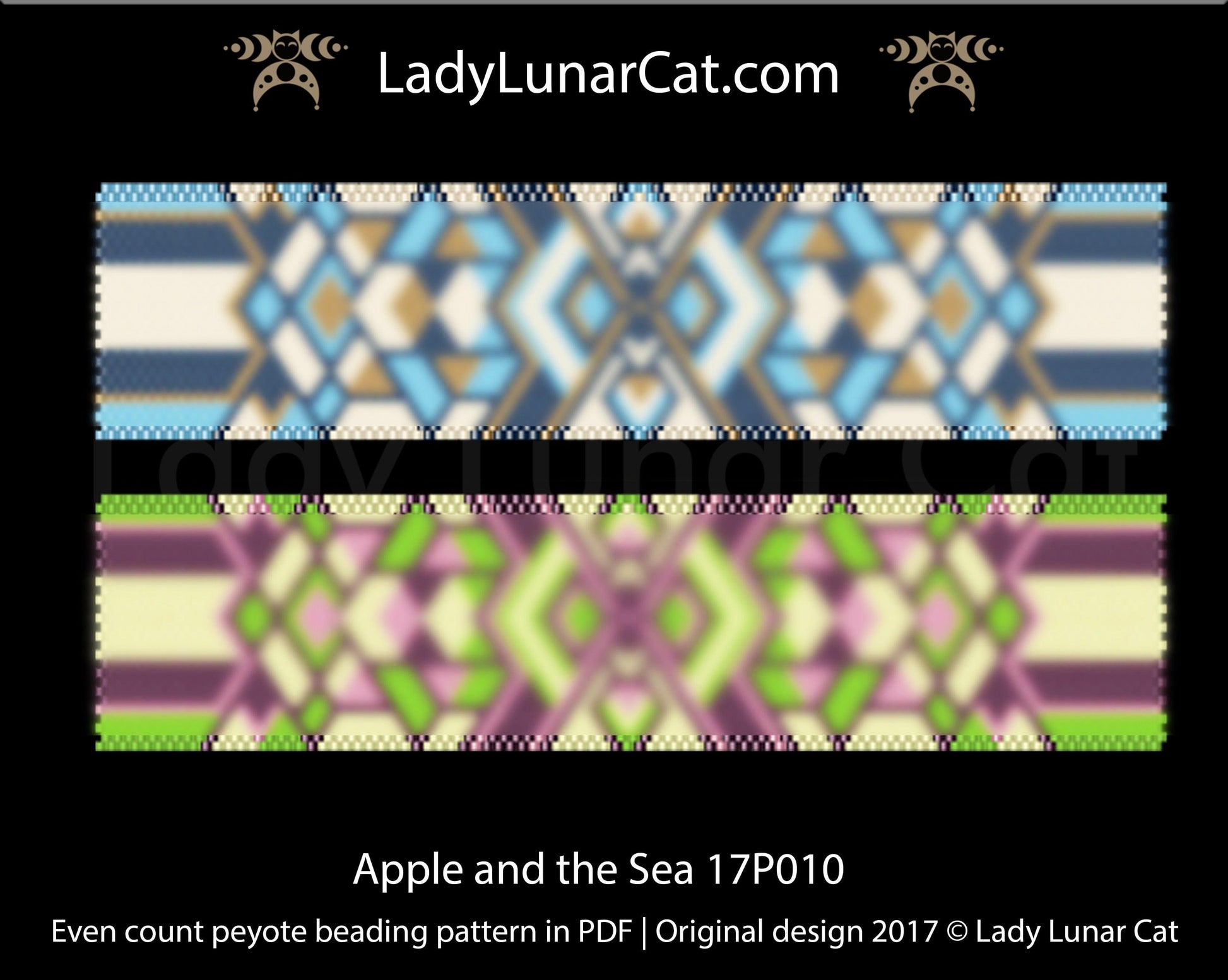 Even count peyote bracelet pattern Apple and the Sea 17P010 LadyLunarCat