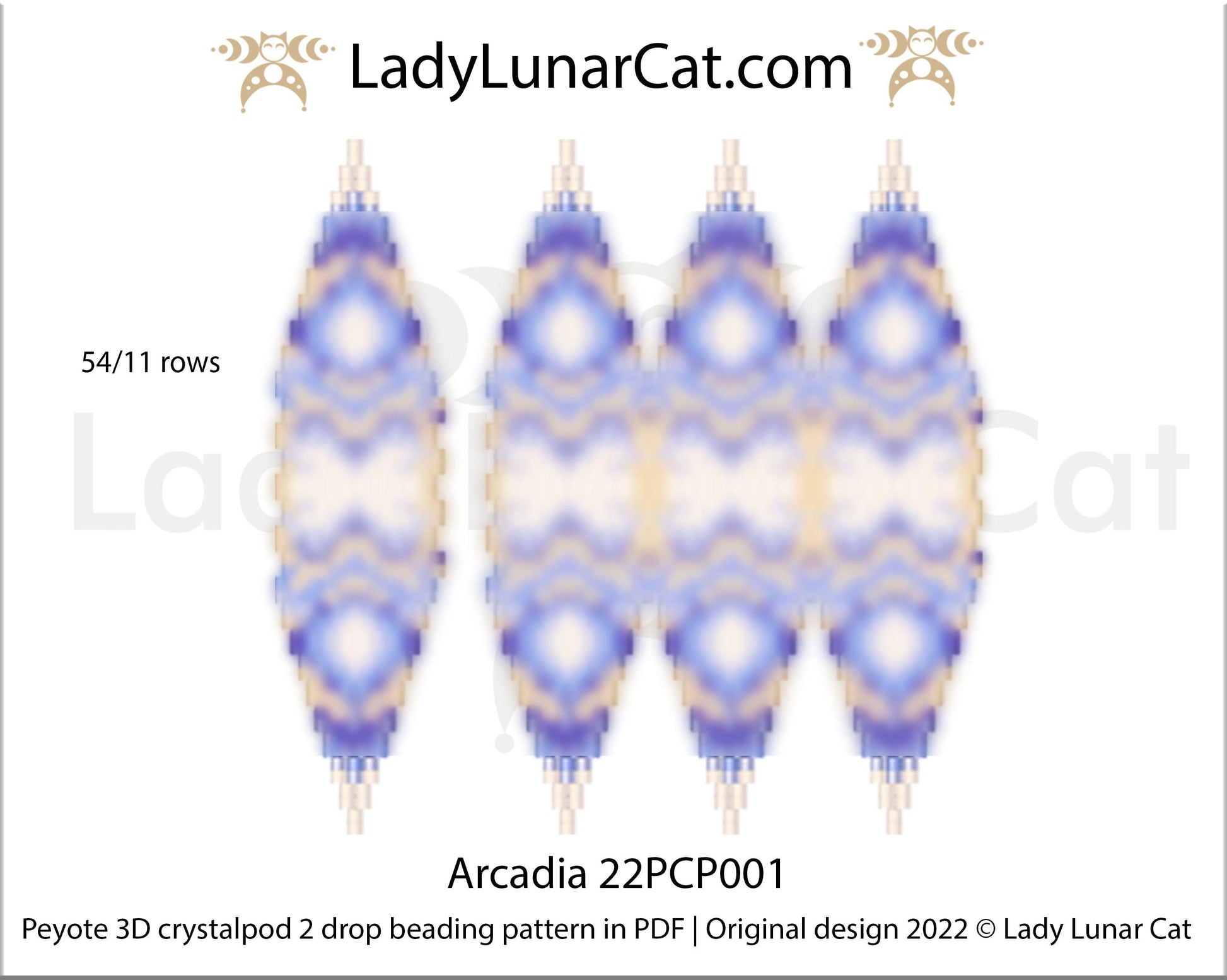 Peyote 2drop pod pattern or crystalpod pattern for beading  Arcadia 22PCP001 LadyLunarCat