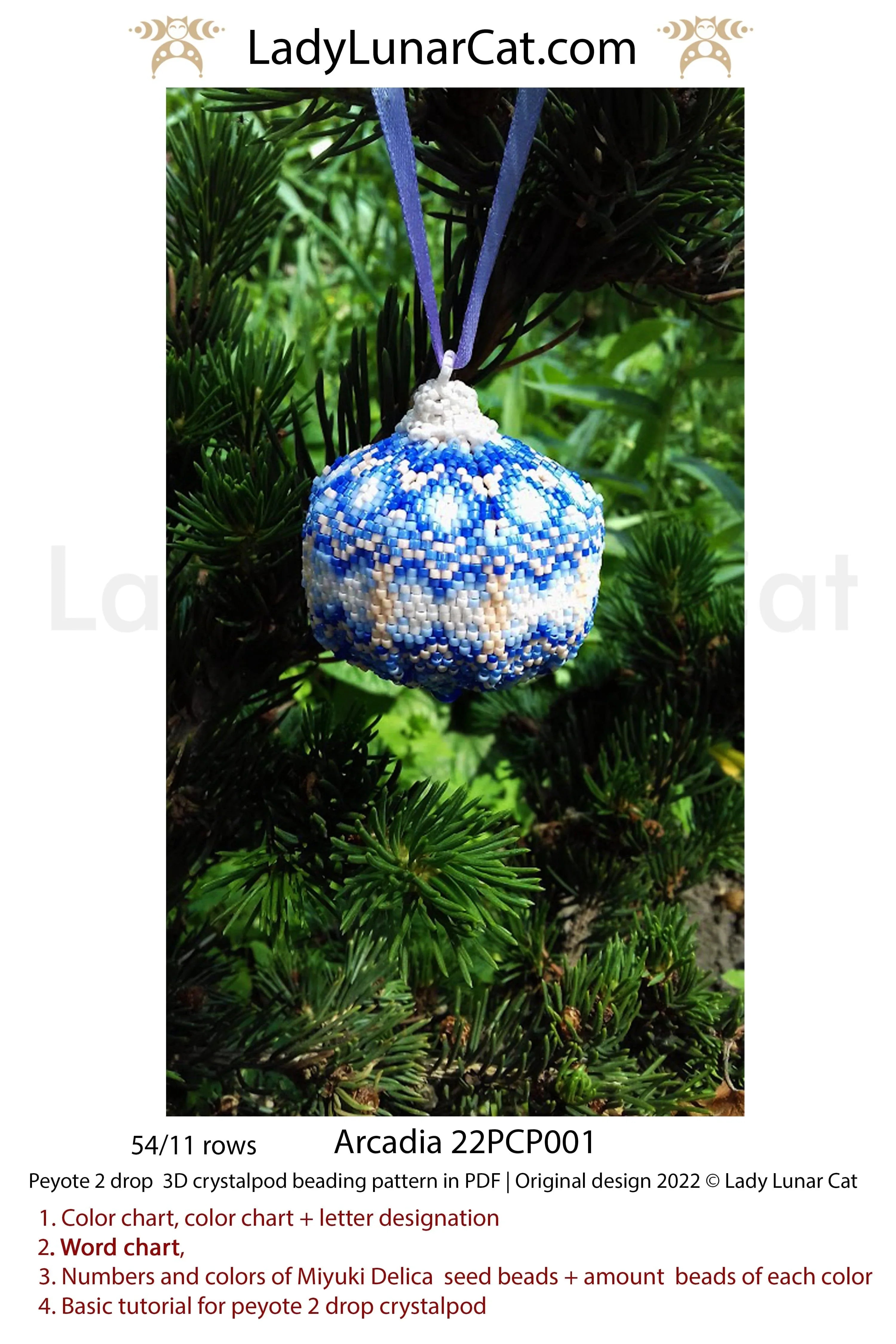 2-drop crystalpod Arcadia 22PCP001 — 54 beads, 6 colors, unlimited petals, instant download