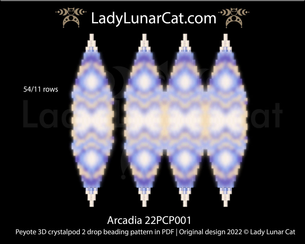 Peyote 2drop pod pattern or crystalpod pattern for beading  Arcadia 22PCP001 LadyLunarCat