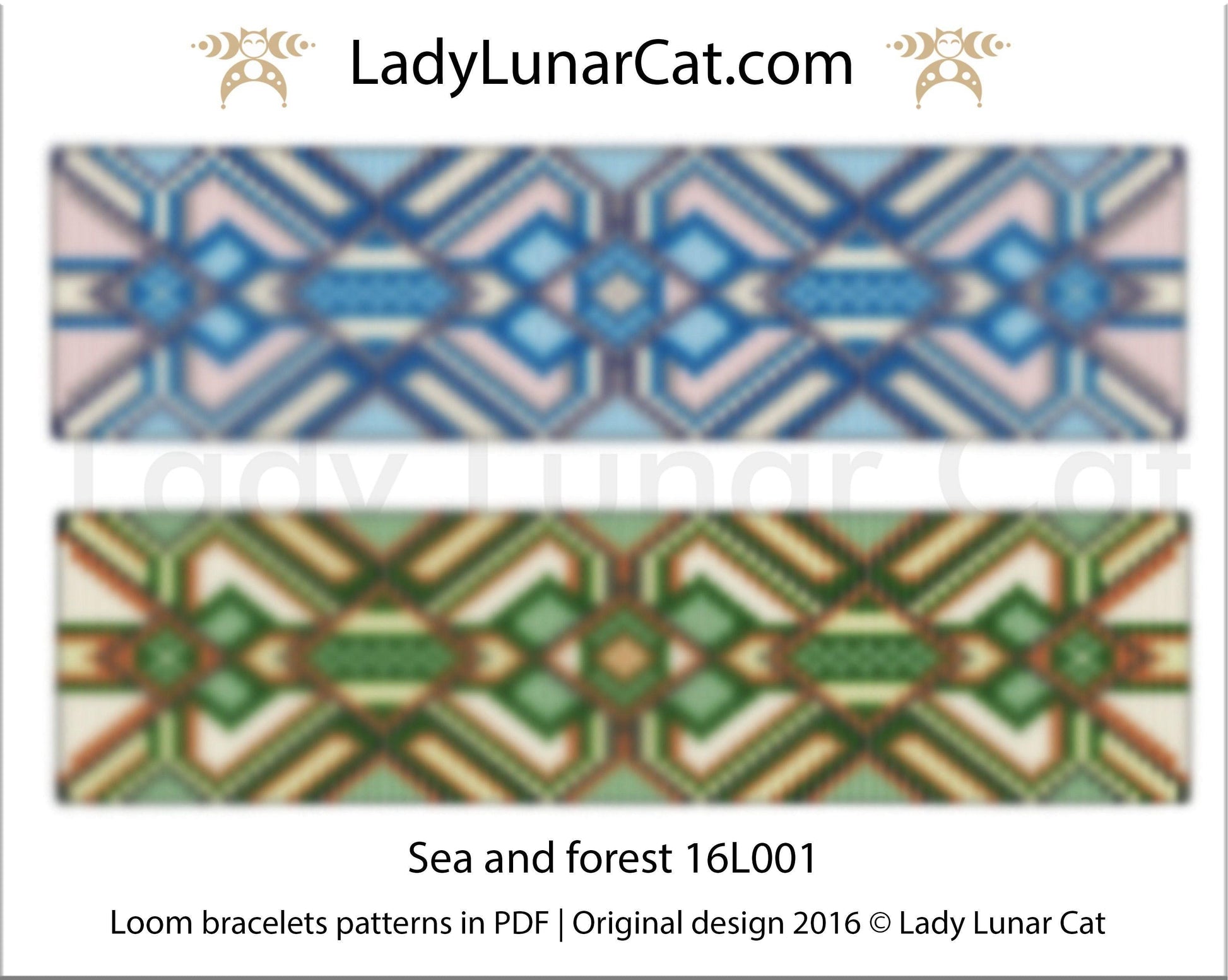 Bead loom pattern for bracelets - Sea and forest 16L001 LadyLunarCat