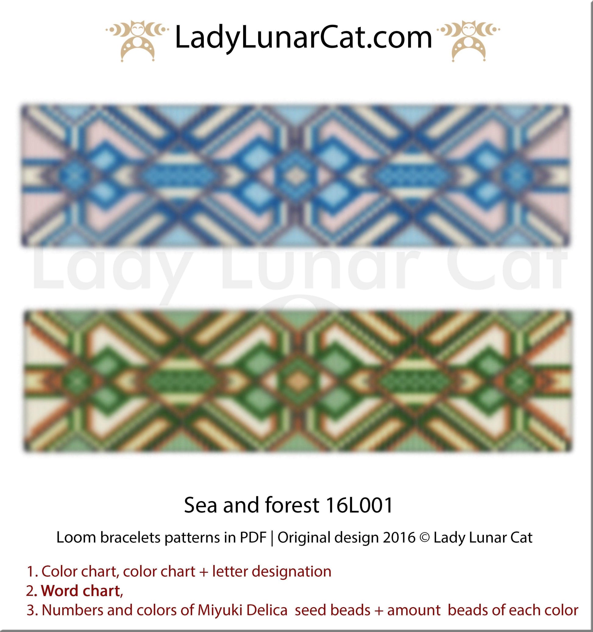 Bead loom pattern for bracelets - Sea and forest