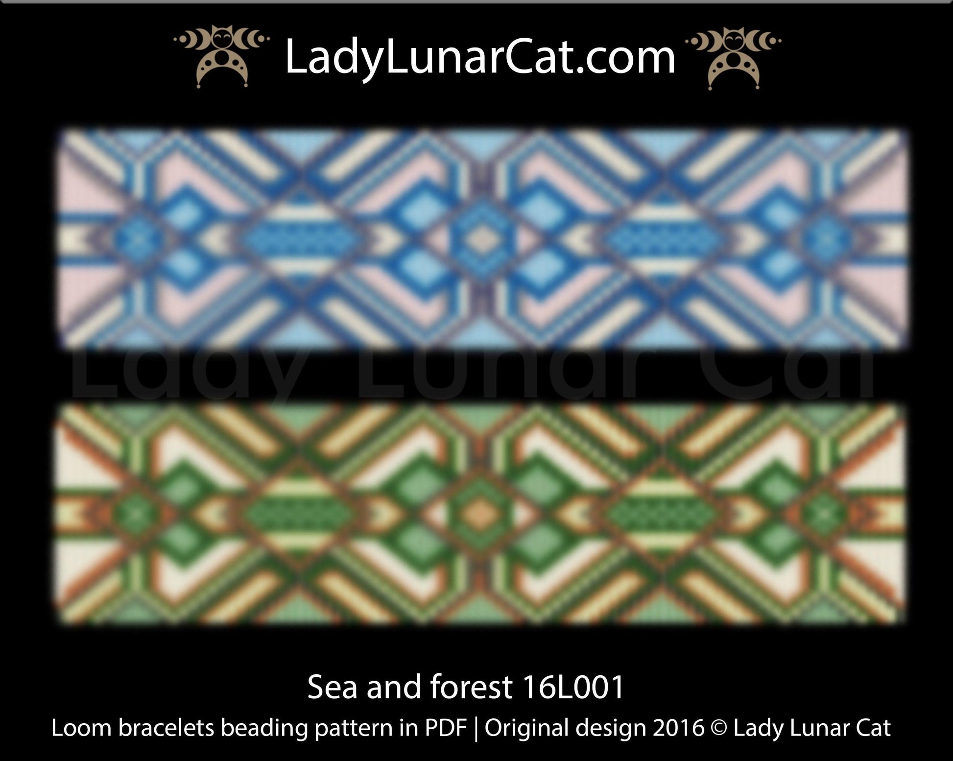 Bead loom pattern for bracelets - Sea and forest 16L001 LadyLunarCat