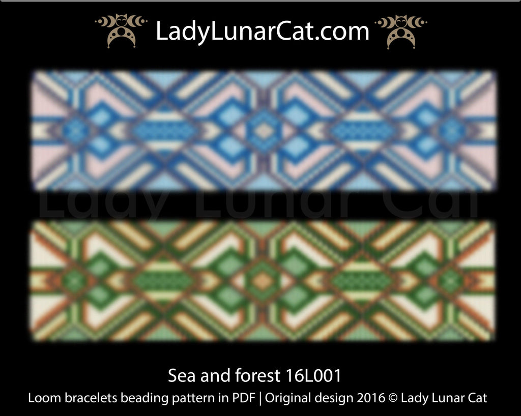 Bead loom pattern for bracelets - Sea and forest 16L001 LadyLunarCat