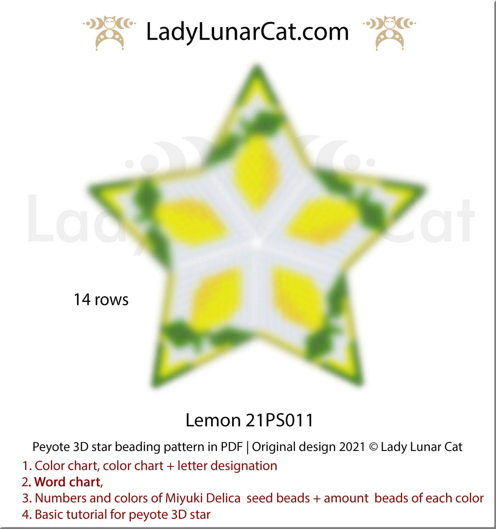 Beaded star pattern - Grape 21PS009 | Seed beads tutorial for 3D peyote star LadyLunarCat