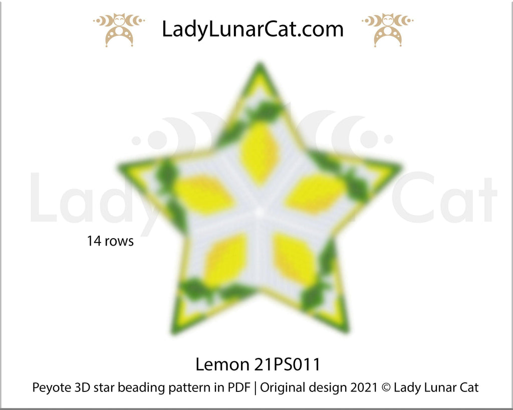 Beaded star pattern - Grape 21PS009 | Seed beads tutorial for 3D peyote star LadyLunarCat