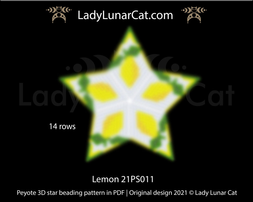 Beaded star pattern - Grape 21PS009 | Seed beads tutorial for 3D peyote star LadyLunarCat