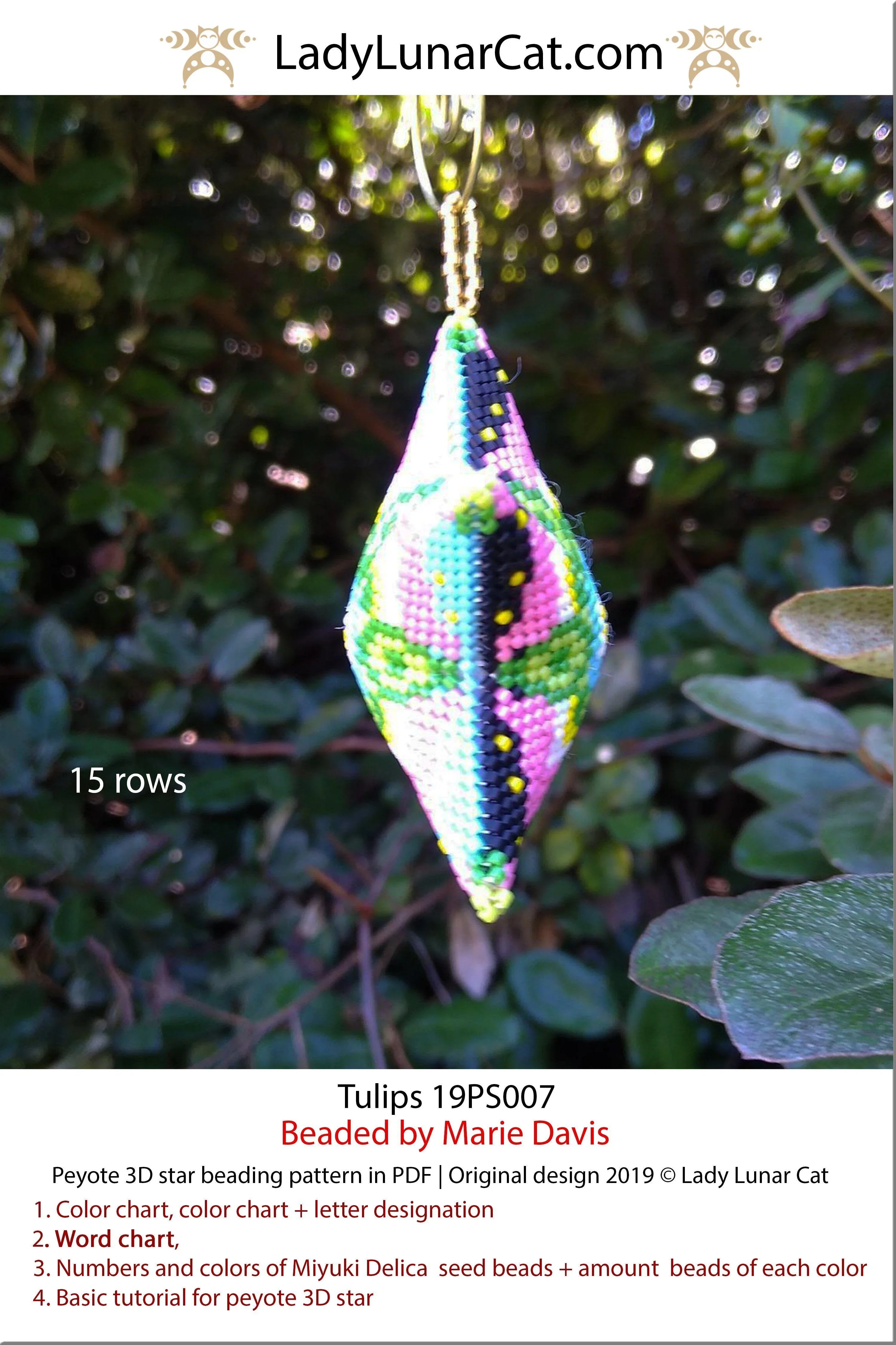Tulips beaded star colorway 2 - 6 colors forget-me-nots spring Miyuki Delica LadyLunarCat