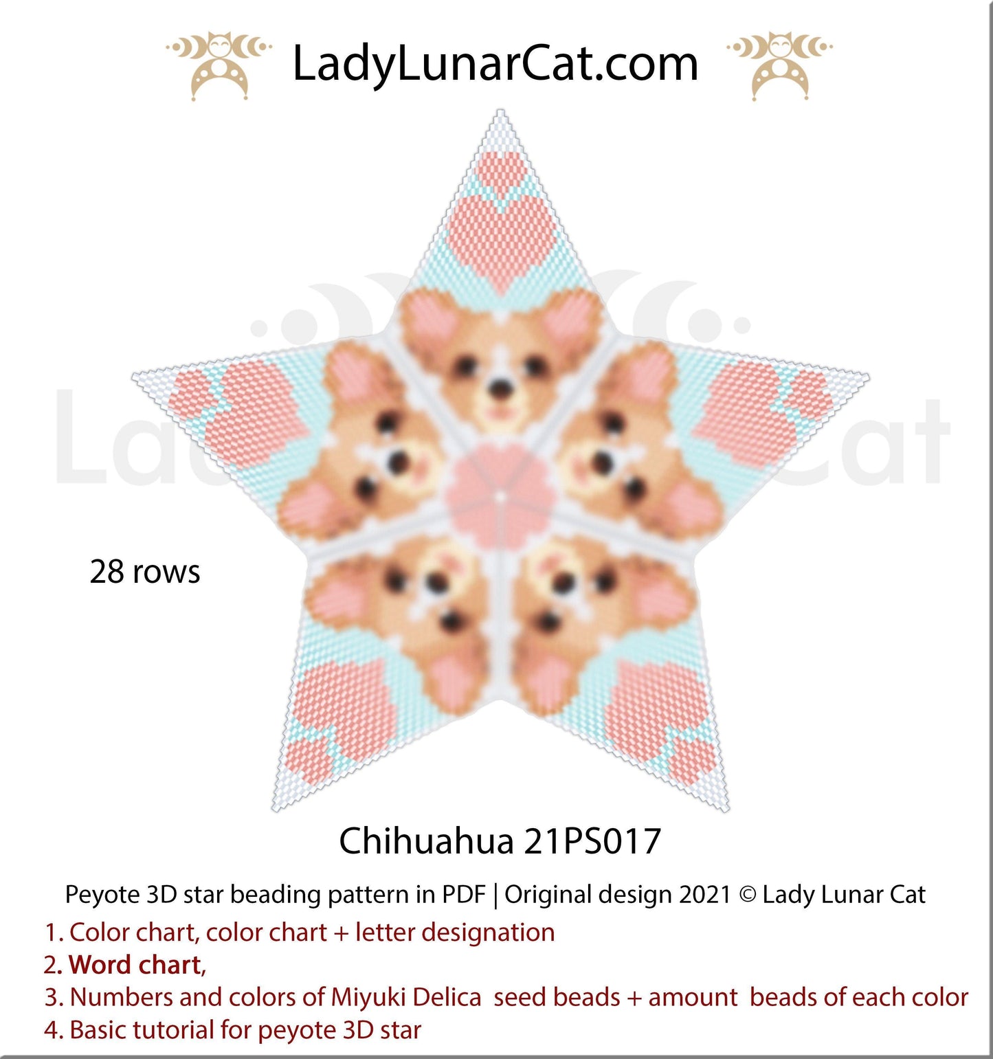 Beaded star pattern for beading - Chihuahua 21PS017 LadyLunarCat