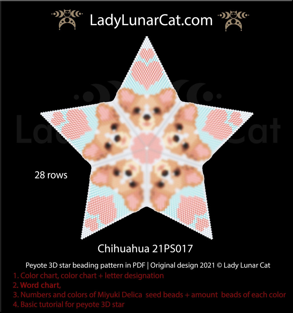 Beaded star pattern for beading - Chihuahua 21PS017 LadyLunarCat