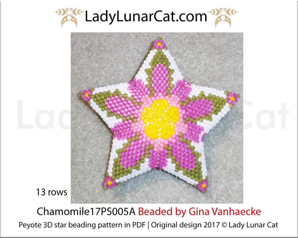 Beaded star pattern for beadweaving  Chamomile flowers 17PS005A LadyLunarCat
