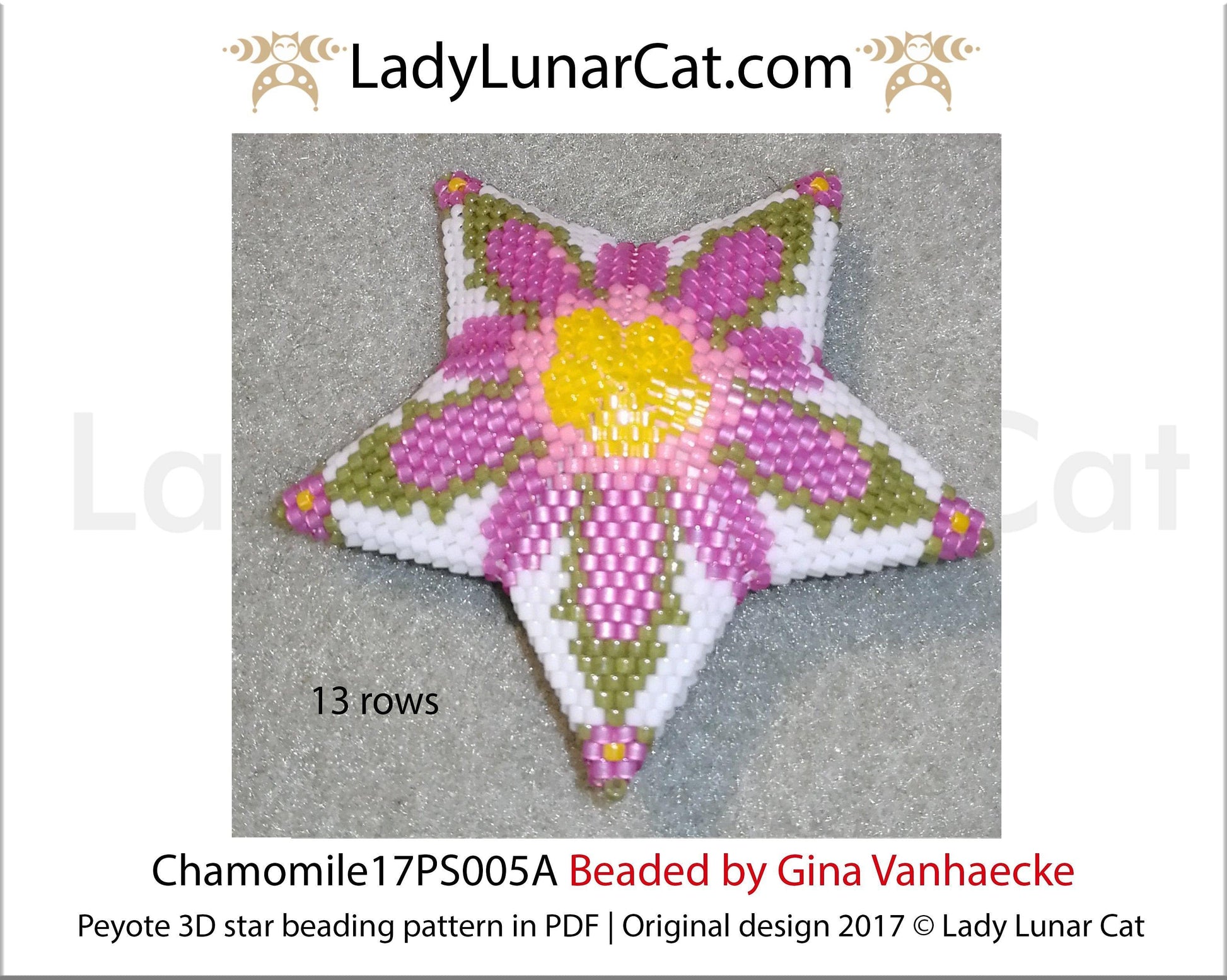 Beaded star pattern for beadweaving  Chamomile flowers 17PS005A LadyLunarCat