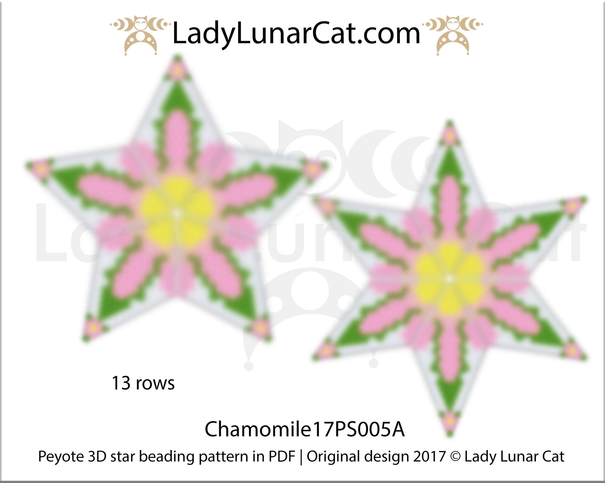 Beaded star pattern for beadweaving  Chamomile flowers 17PS005A LadyLunarCat