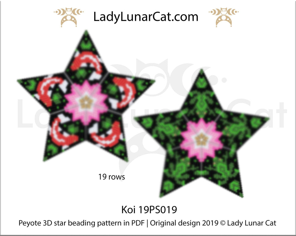 Beaded star pattern for beadweaving  Koi fish and frogs 19PS019 LadyLunarCat
