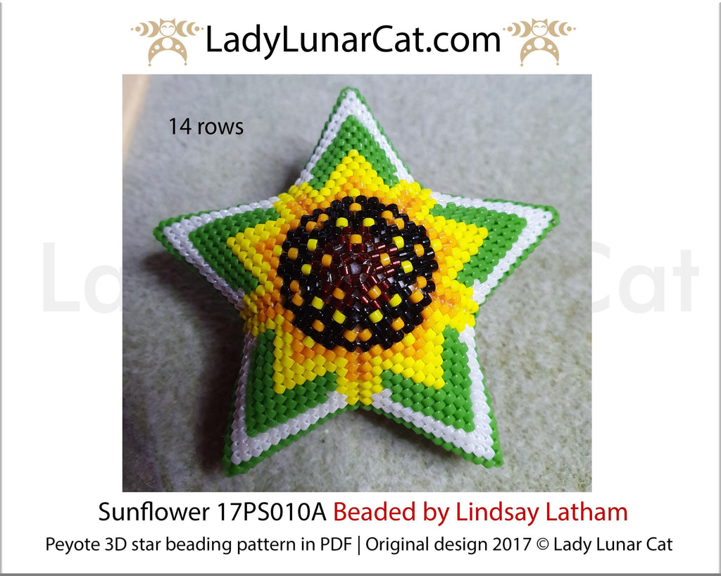 Beaded star pattern for beadweaving  Sunflower 17PS010A LadyLunarCat