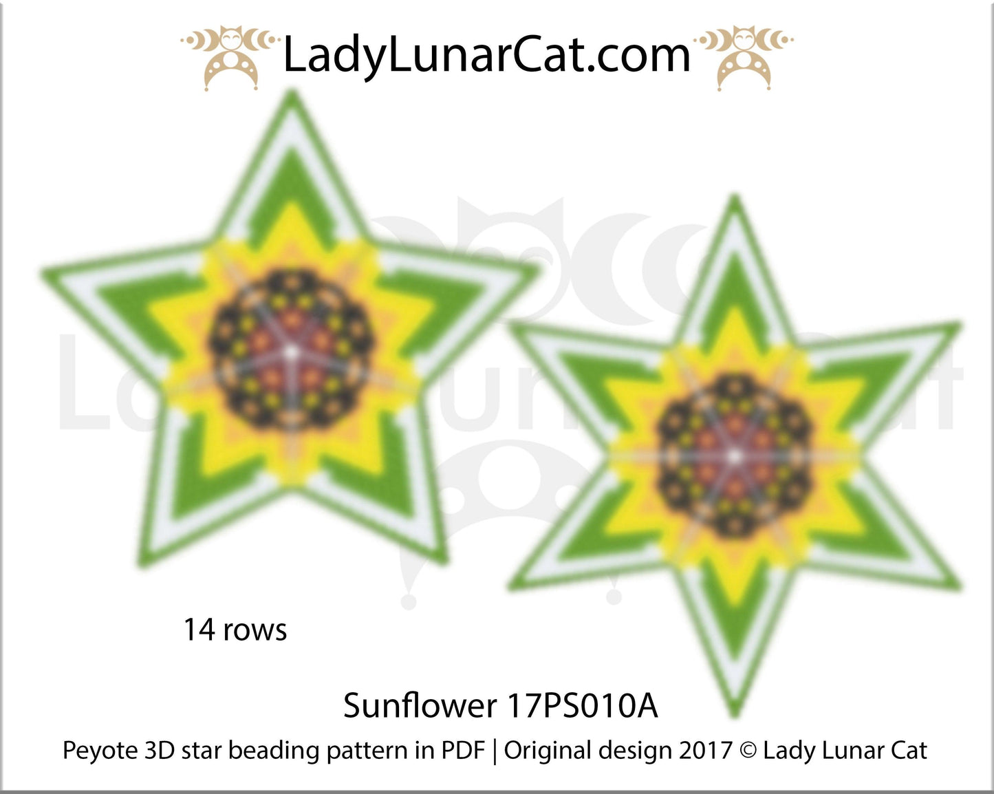 Beaded star pattern for beadweaving  Sunflower 17PS010A LadyLunarCat