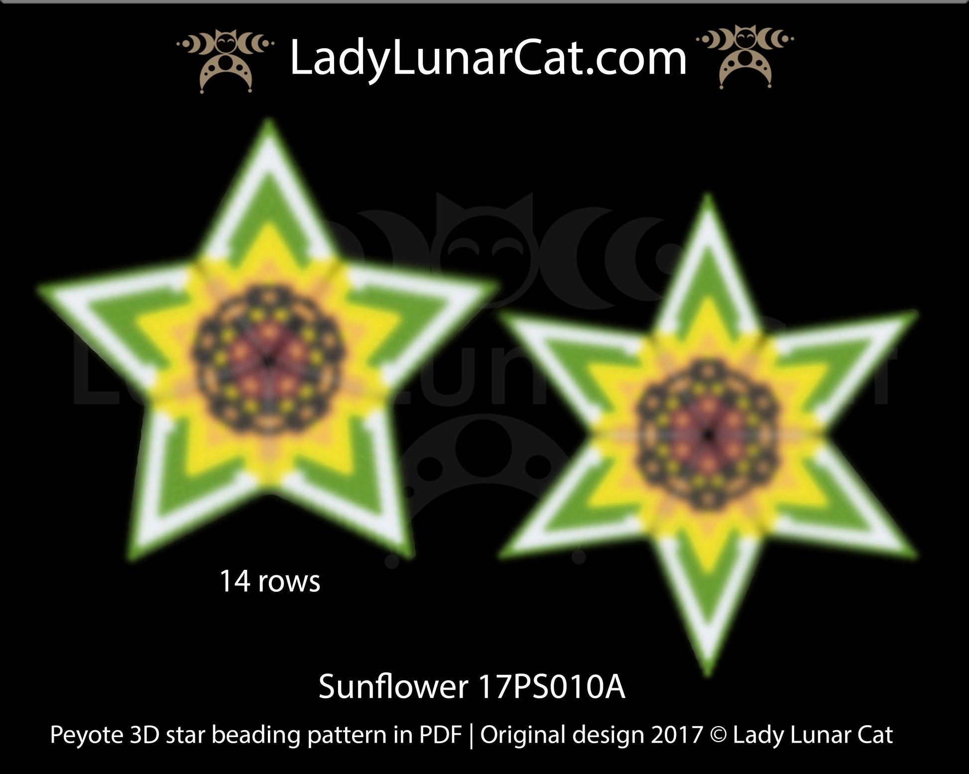 Beaded star pattern for beadweaving  Sunflower 17PS010A LadyLunarCat