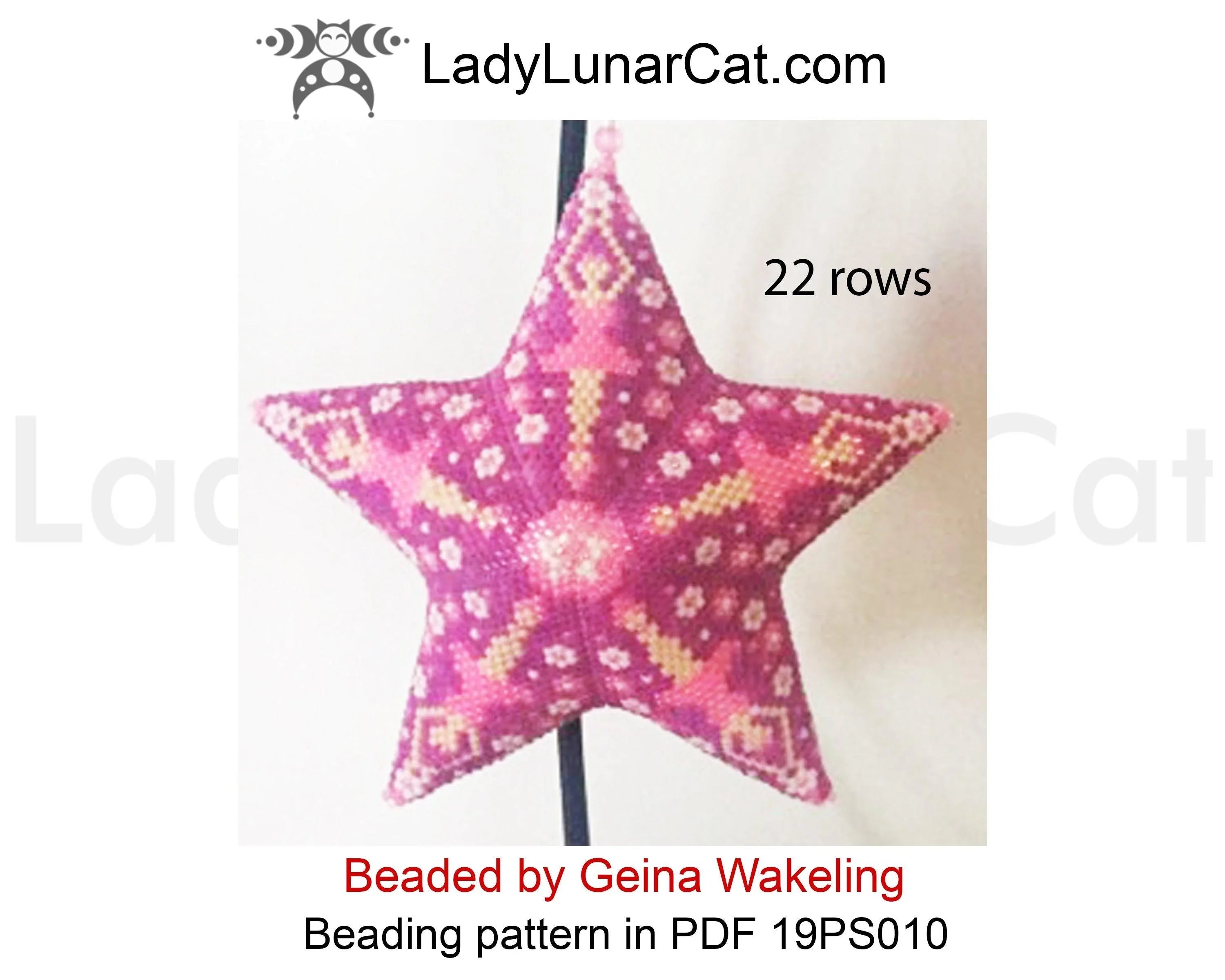 Ballerina peyote star pattern by Lady Lunar Cat — 2 versions ballet gift pink beading PDF 19PS010