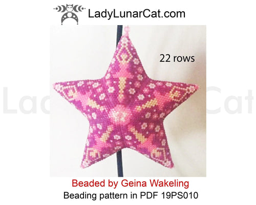 Ballerina peyote star pattern by Lady Lunar Cat — 2 versions ballet gift pink beading PDF 19PS010