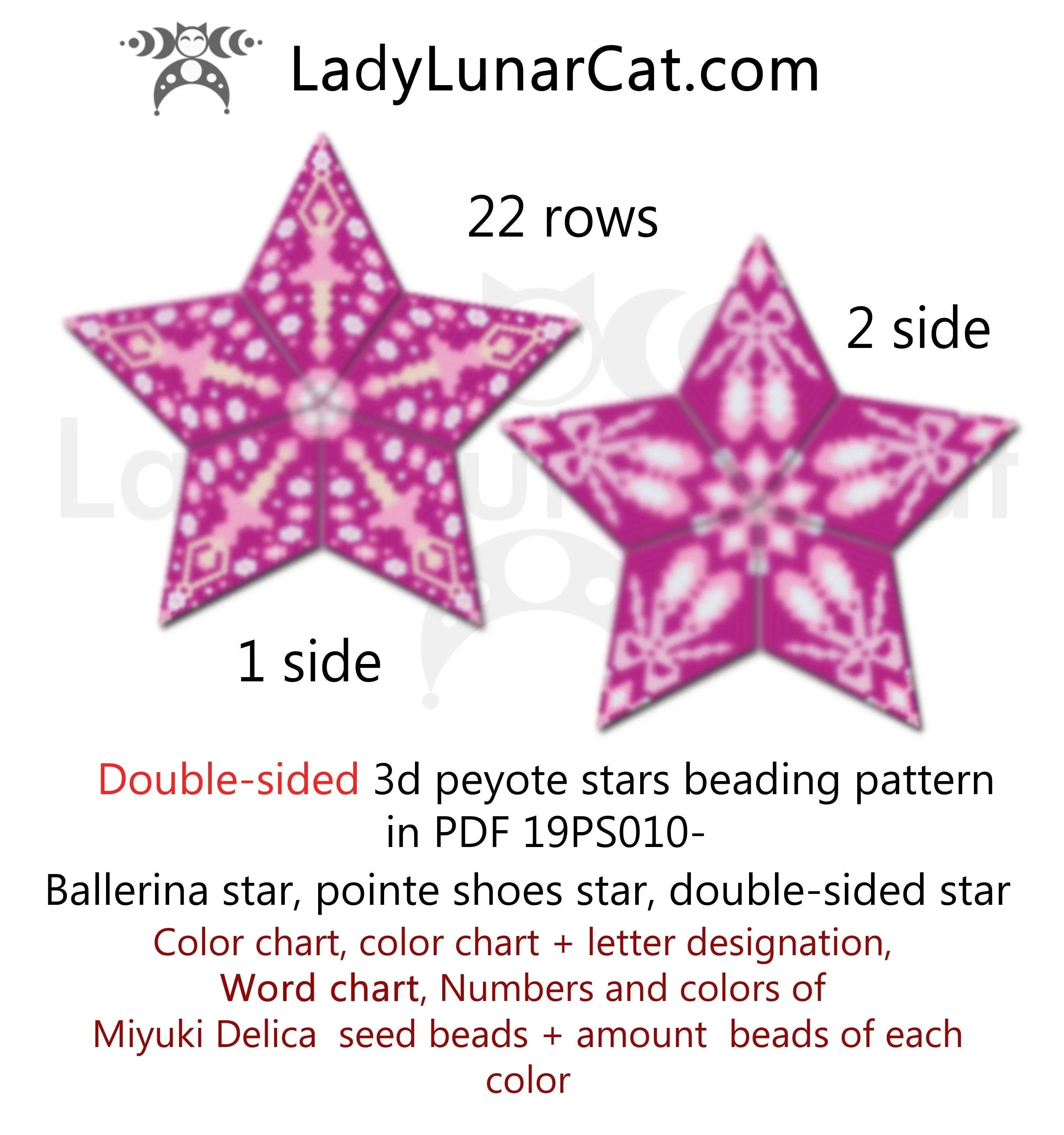 Ballerina peyote star — 2 versions ballet gift pointe shoes pink beading LadyLunarCat