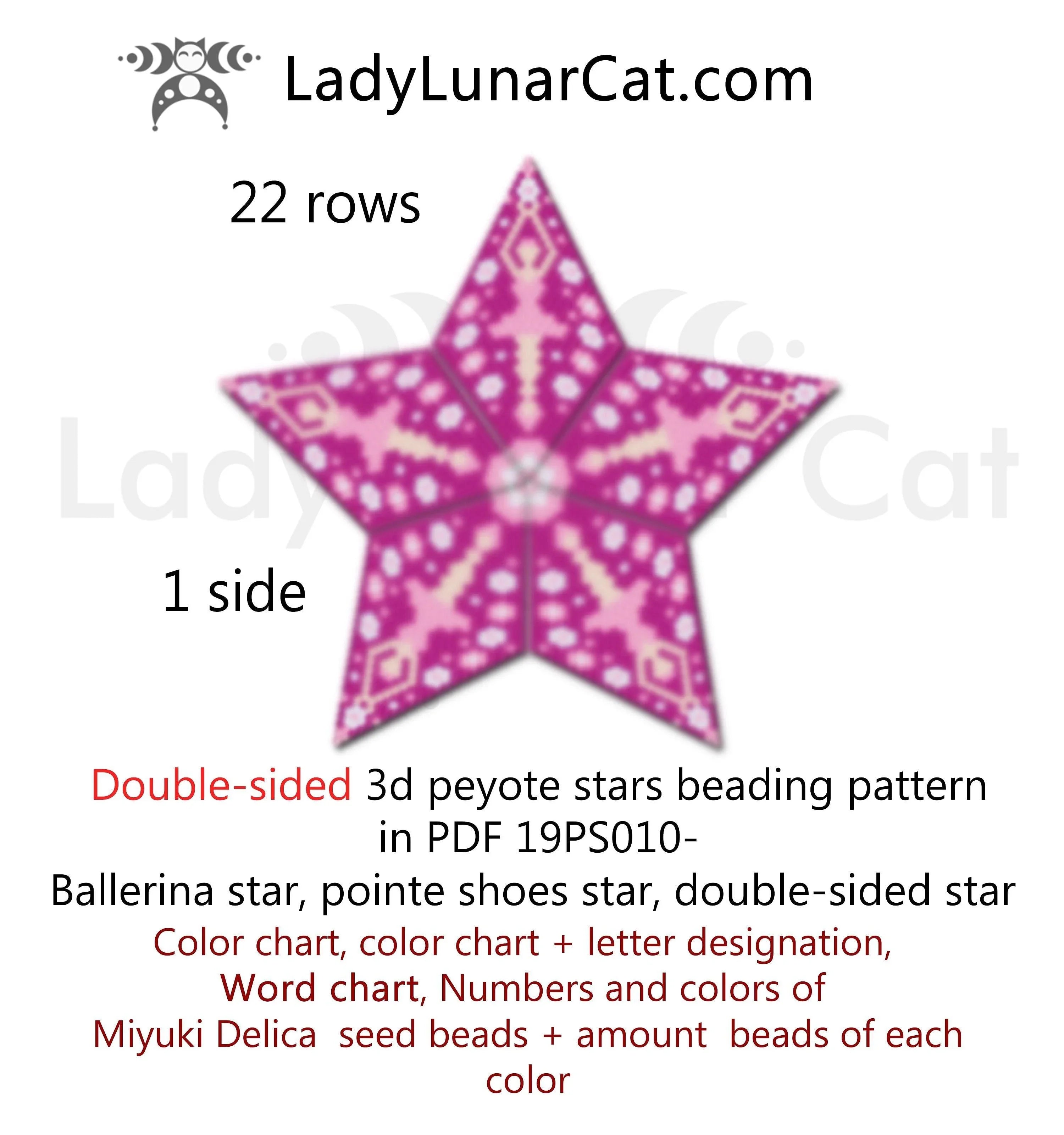 3D peyote star ballerina — 2 versions ballet gift pointe shoes instant download LadyLunarCat